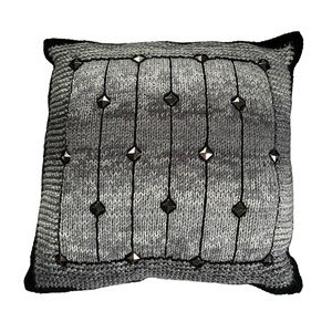 Black & Silver Crochet Studded Decorative Pillow Handmade Punk Goth Gothic Decor
